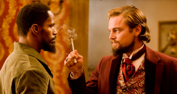 Leonardo DiCaprio and Jamie Foxx in DJANGO UNCHAINED
